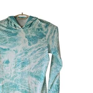 Realtree Fishing XXL 2XG Mens Long Sleeve Hoodie Performance Shirt Aqua Camo